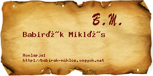 Babirák Miklós névjegykártya