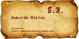 Babirák Miklós névjegykártya